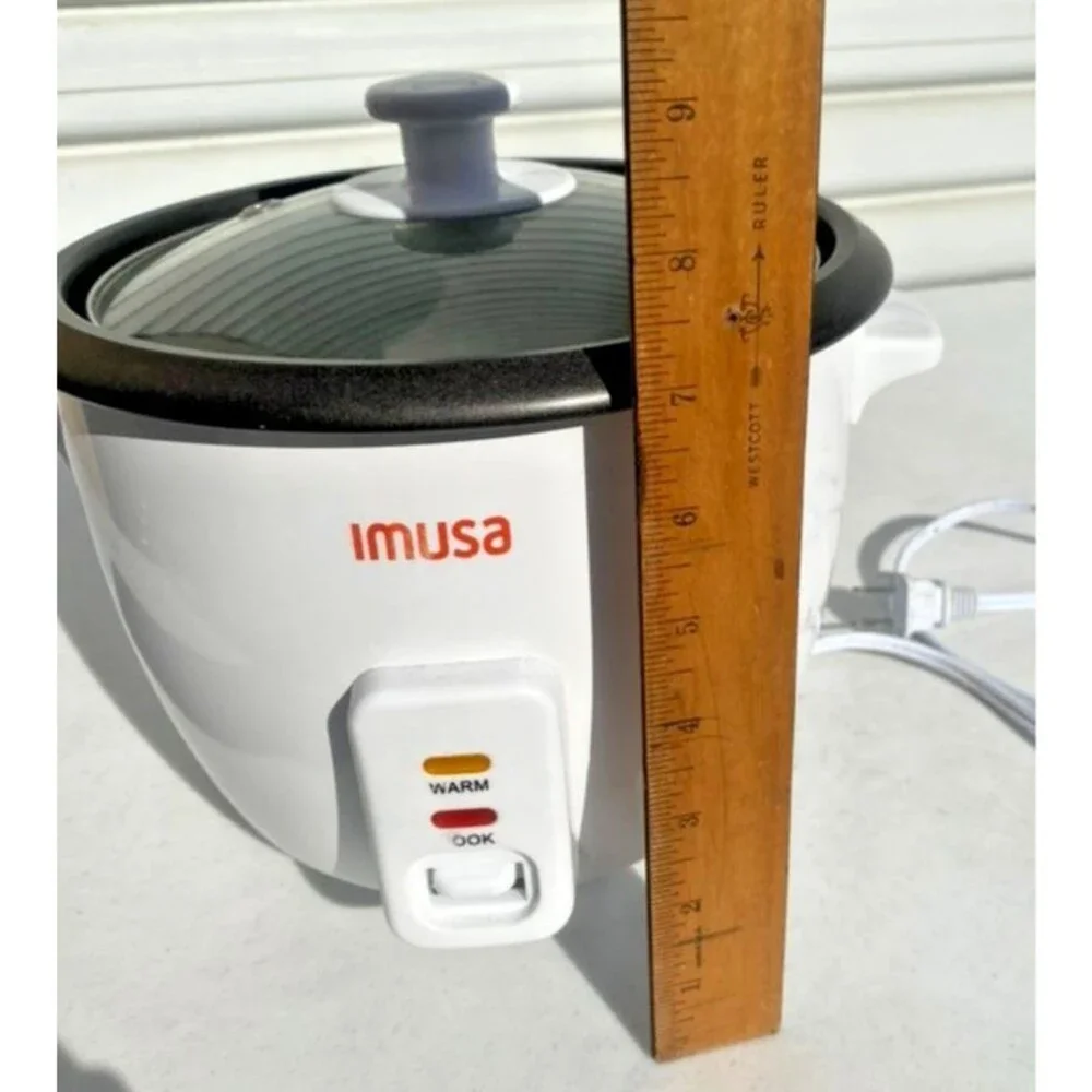 IMUSA Electric Rice Cooker 5 Cup Uncooked – Ceramic Nonstick Pot - Black / White